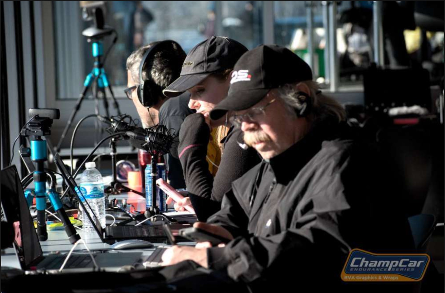 Doc Waldrop working on a ChampCar.Live broadcast